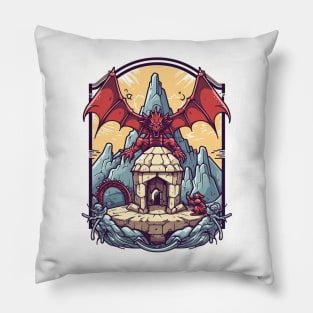 Majestic Red Dragon Design Pillow