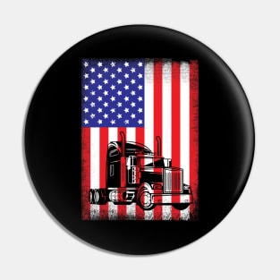 Truck Driver American Flag Pin