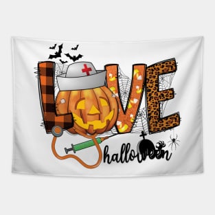 Love Halloween Pumpkin Nurse Tapestry