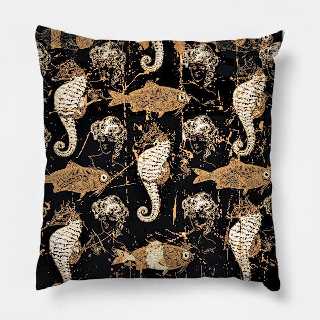 Vintage Sea Creatures Pillow by Minxylynx4