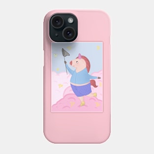 pink unicorn in the clouds Phone Case