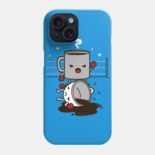 Funny Kawaii Coffee Boxing K.O. Knock Out Boxing Match Sports Cartoon Phone Case by BoggsNicolas