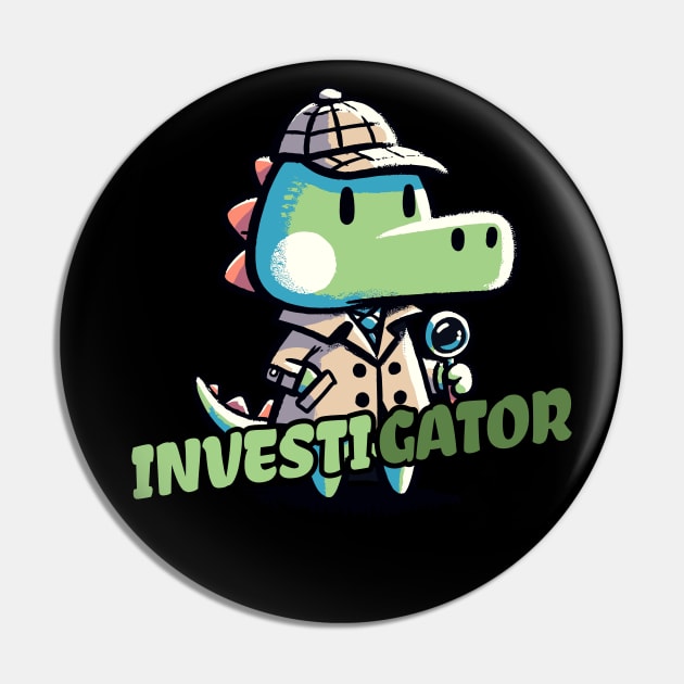Investigator Aligator Detective Pin by DoodleDashDesigns