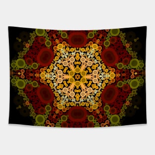 Dot Mandala Flower Yellow Red and Black Tapestry