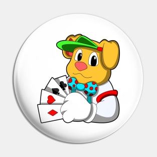 Dog at Poker with Cards Pin