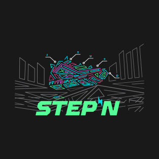 STEPN Logo - Move to Earn | Trending Crypto | Green Metaverse | Green Satoshi Token T-Shirt