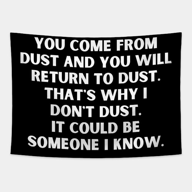 Dust Funny Saying Tapestry by BuddyandPrecious