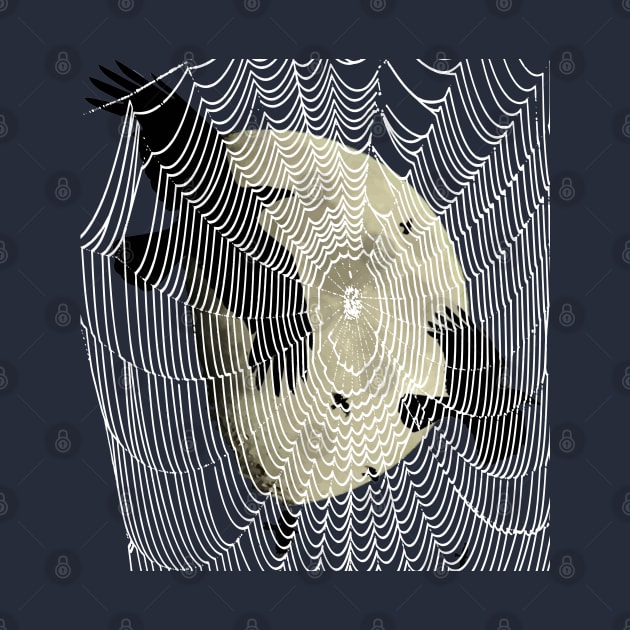 Halloween Moon Crows And Cobweb by taiche