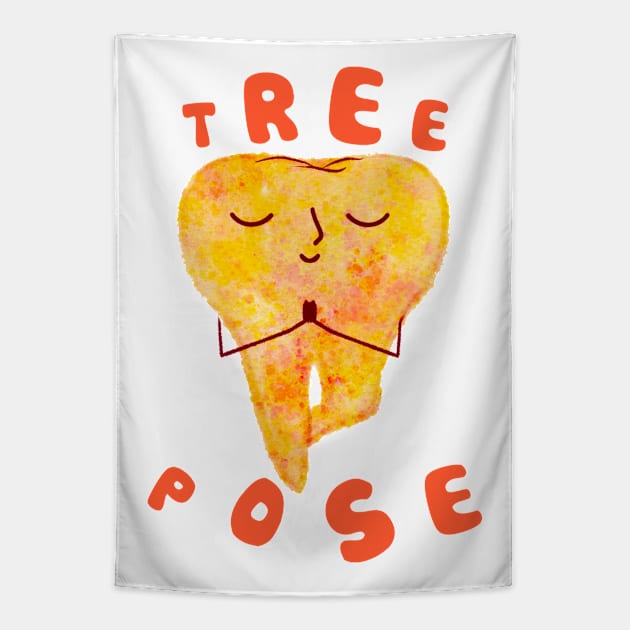 Molar Yogi (Tree Pose) Tapestry by Happimola