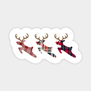 Tartan Reindeer Christmas Leaping Rudolph Magnet