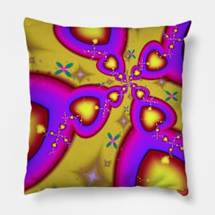 Floating Fractal Hearts Pillow