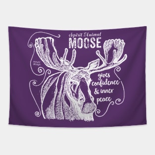 spirit animal - moose - white Tapestry