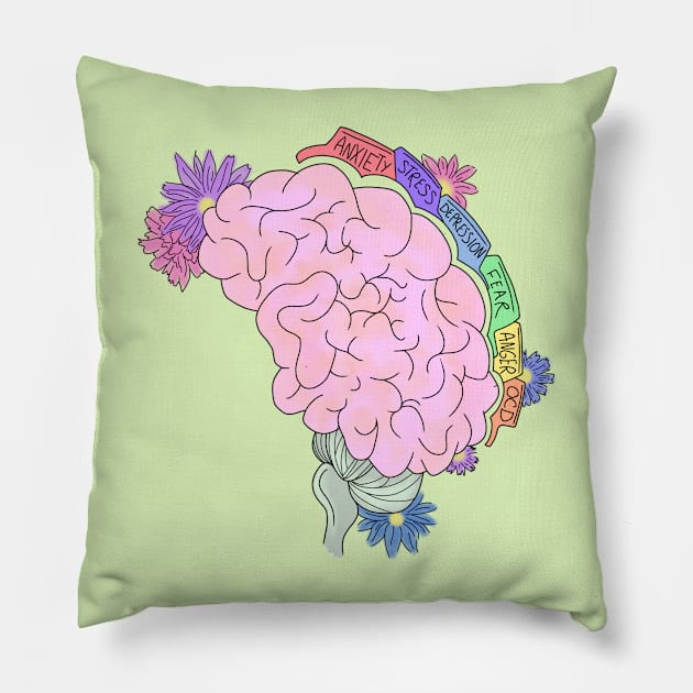 Brain on file Pillow by Courteney Valentine