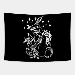 Witchy Hand & Snake Spooky Gothic Punk Tapestry