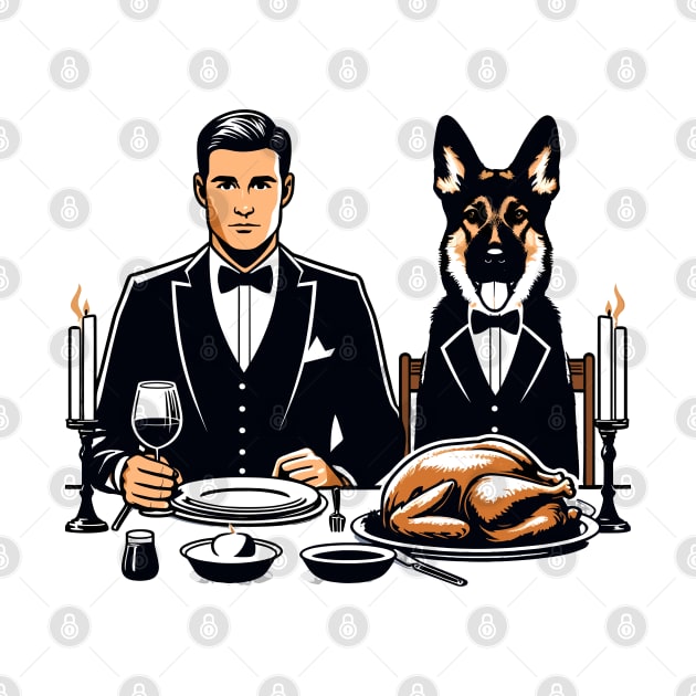 Gentleman And German Shepherd Thanksgiving by Graceful Designs