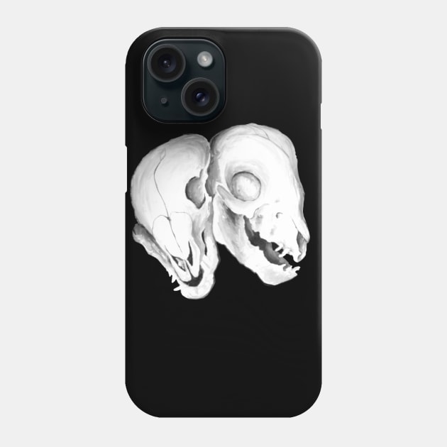 Conjoined Fetal Pig Skulls Phone Case by Art of V. Cook