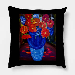 Radiant abstract flowers bloom in a vibrant dance of color Pillow