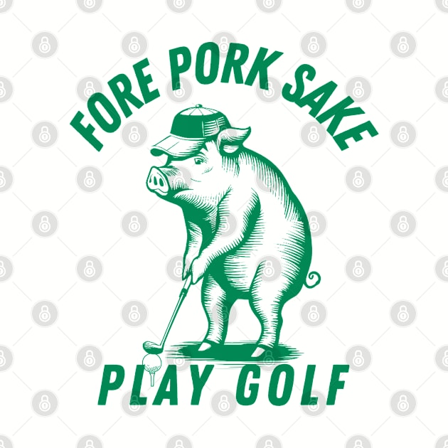 Green Golf Pun Funny Pig art by Prints.Berry