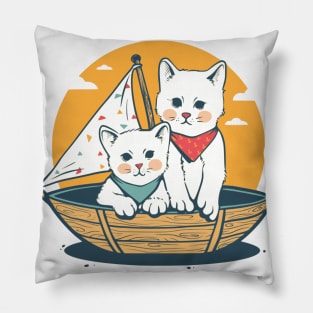 Cat Boat Pillow
