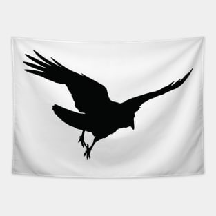 Flying Raven Black Bird Silhouette Tapestry