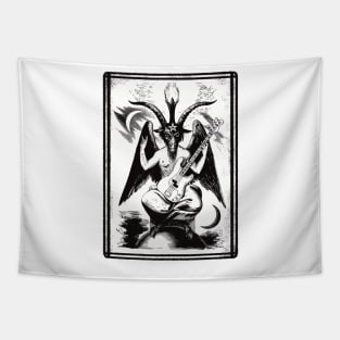 Baphomet bass guitar white transparent Tapestry