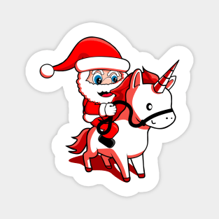 merry christmas from santa and a unicorn Magnet