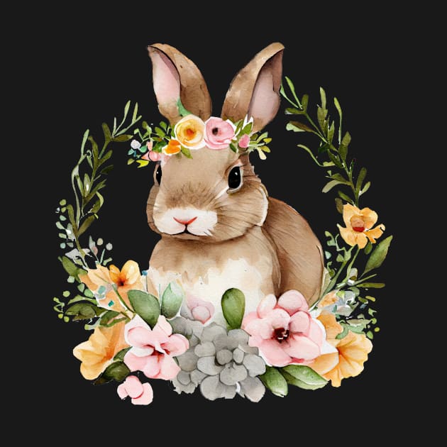 Easter Bunny With Flowers by Protshirtdesign