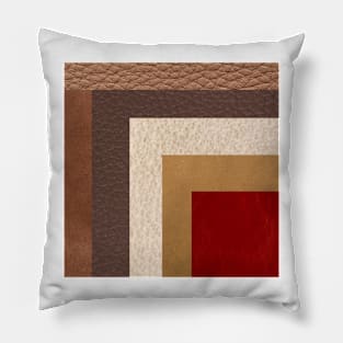 ART leather collage brown with red Pillow
