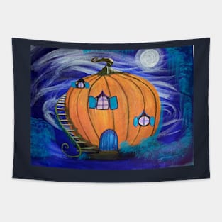 Whimsical pumpkin cottage house - Fantasy Tapestry