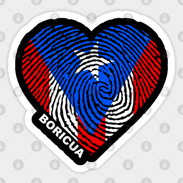 Boricua Puerto Rico Heart Flag Fingerprint Boricua Tribute Pueto Rican Sticker Teepublic