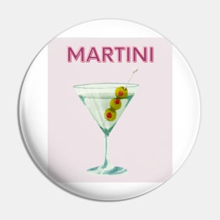 Cute Feminine Y2k Girly Martini Cocktail Print Pin