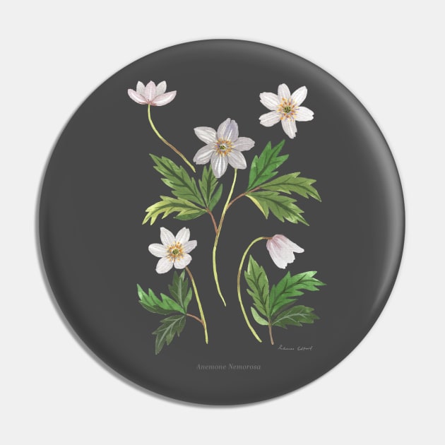 Wood Anemone Gouache Pin by Rebelform