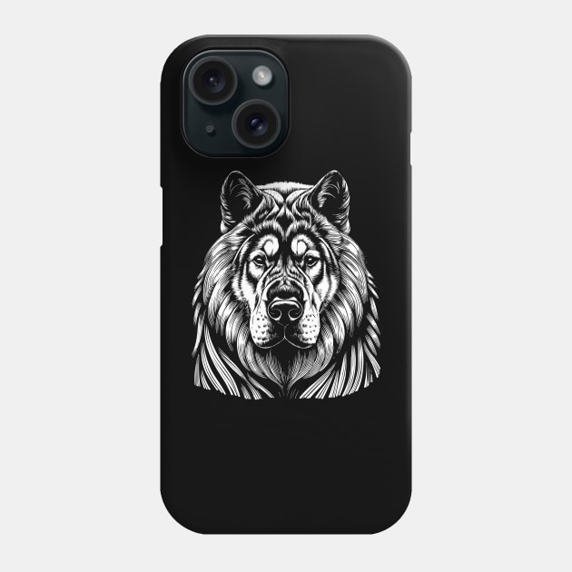 American Akita dog breed black and white Phone Case by Ravenglow