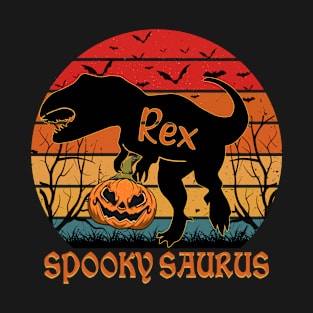 Vintage Spookysaurus Rex Dinosaur halloween pumpkin Family T-Shirt