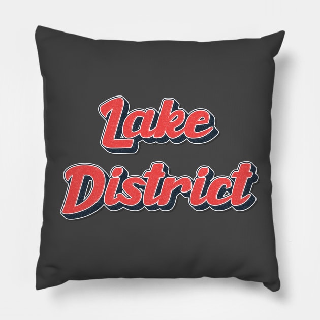 Retro Cumbria Text - The Lake District Pillow by CumbriaGuru