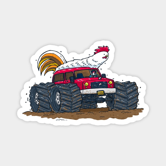 Monster Truck Chicken Magnet by nickv47