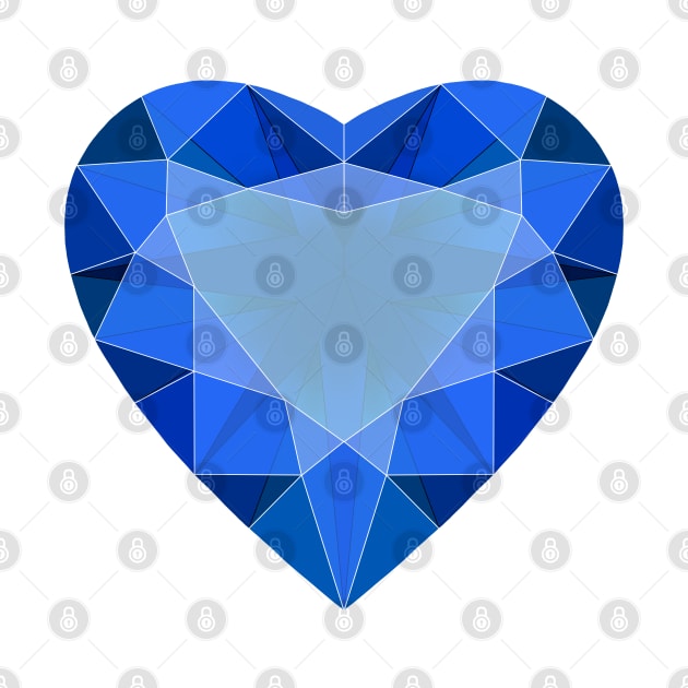 Blue Faceted Heart Shaped Gemstone by Vivid Chaos