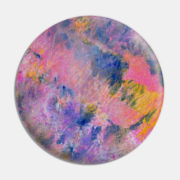 Abstract pink yellow Blue Pin by BenitaJayne