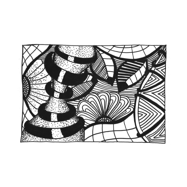 Abstract black and white Coloring page inspired by zentangle by Nathalodi