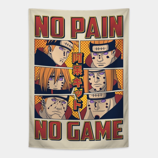 No Pain No Game Tapestry by Aho Kid