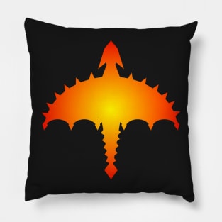 Red And Yellow Abstract Digital Cyber Heavy Metal Dragon Design Pillow