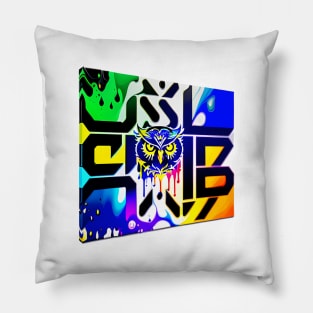 owl QR code art design Pillow