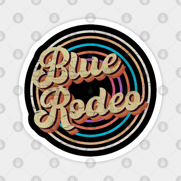 vintage circle line color Blue Rodeo Magnet by KirikKikuk.Store