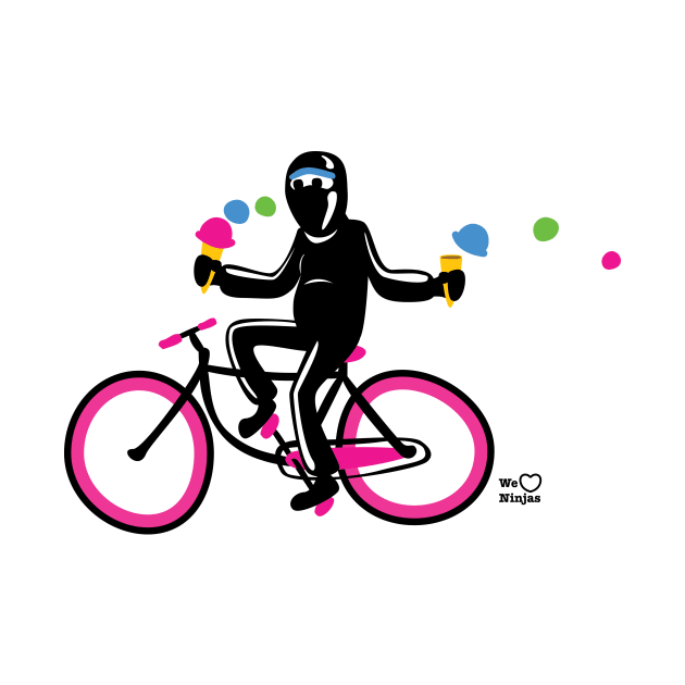 Cute ninja on a pink biking losing the ice cream! by weheartninjas