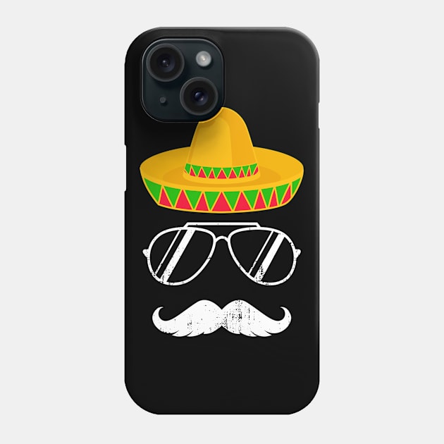 Funny mexican sombrero mustache face for Cinco de Mayo Phone Case by Designzz