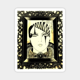 ART DECO PIERROT DOLLY IN PICTURE FRAME Magnet