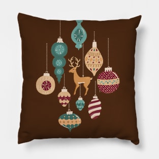 Golden Christmas Ornaments - Dark Pillow