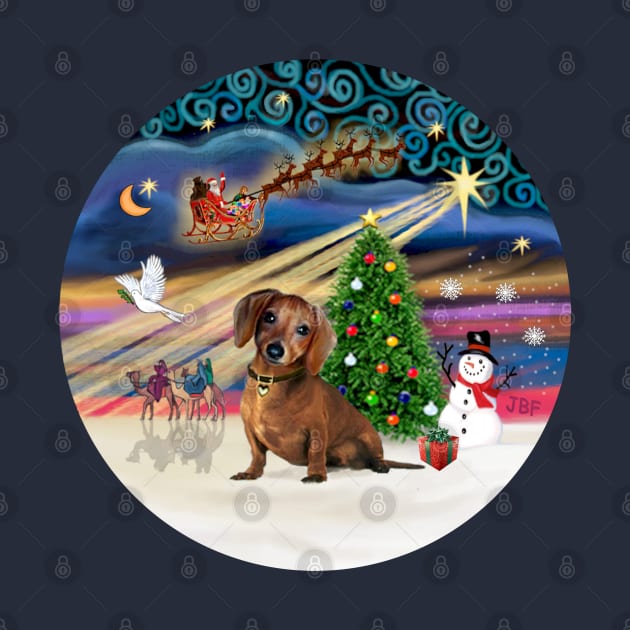 "Christmas Magic" with a Sweet Brown Dachshund by Dogs Galore and More