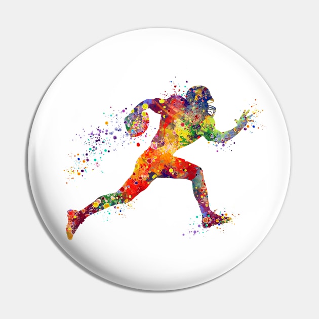 American Football Player Sports Watercolor Pin by LotusGifts