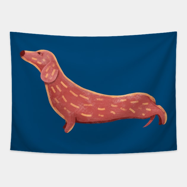 Cute Dachshund Dog Tapestry by DrawingEggen